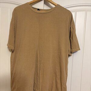 No Boundaries Crew Neck T Shirt Large 42-44 Beige Tan Short Sleeve 100% Cotton